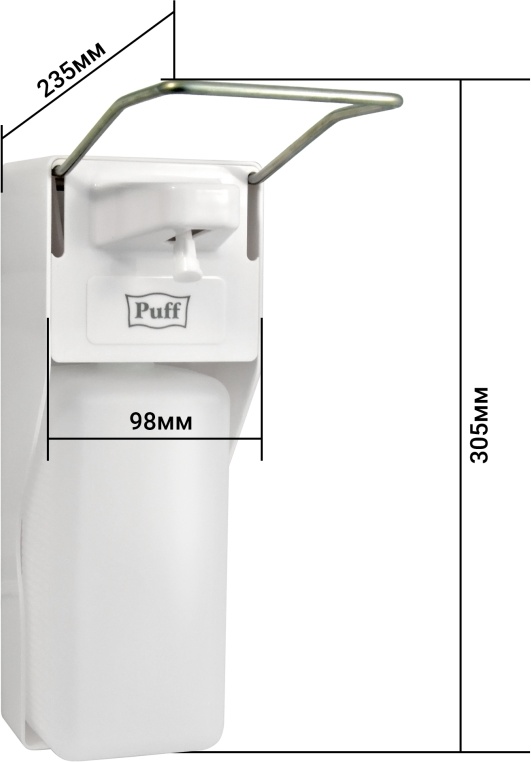 1402.180 Локтевой дозатор для жидкого мыла и дез растворов 1000 мл пластиковый 8197 PUFF  - Вид №7