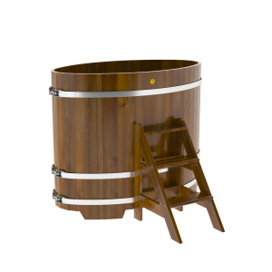 2267 Купель овальная из лиственницы Рустик 0,80х1,42х1,2 морёная Alyarus