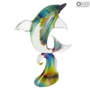 1586 ORIGINALMURANOGLASS Скульптура Прыгающий дельфин - автор Andrea Tagliapietra - муранское стекло 28 см