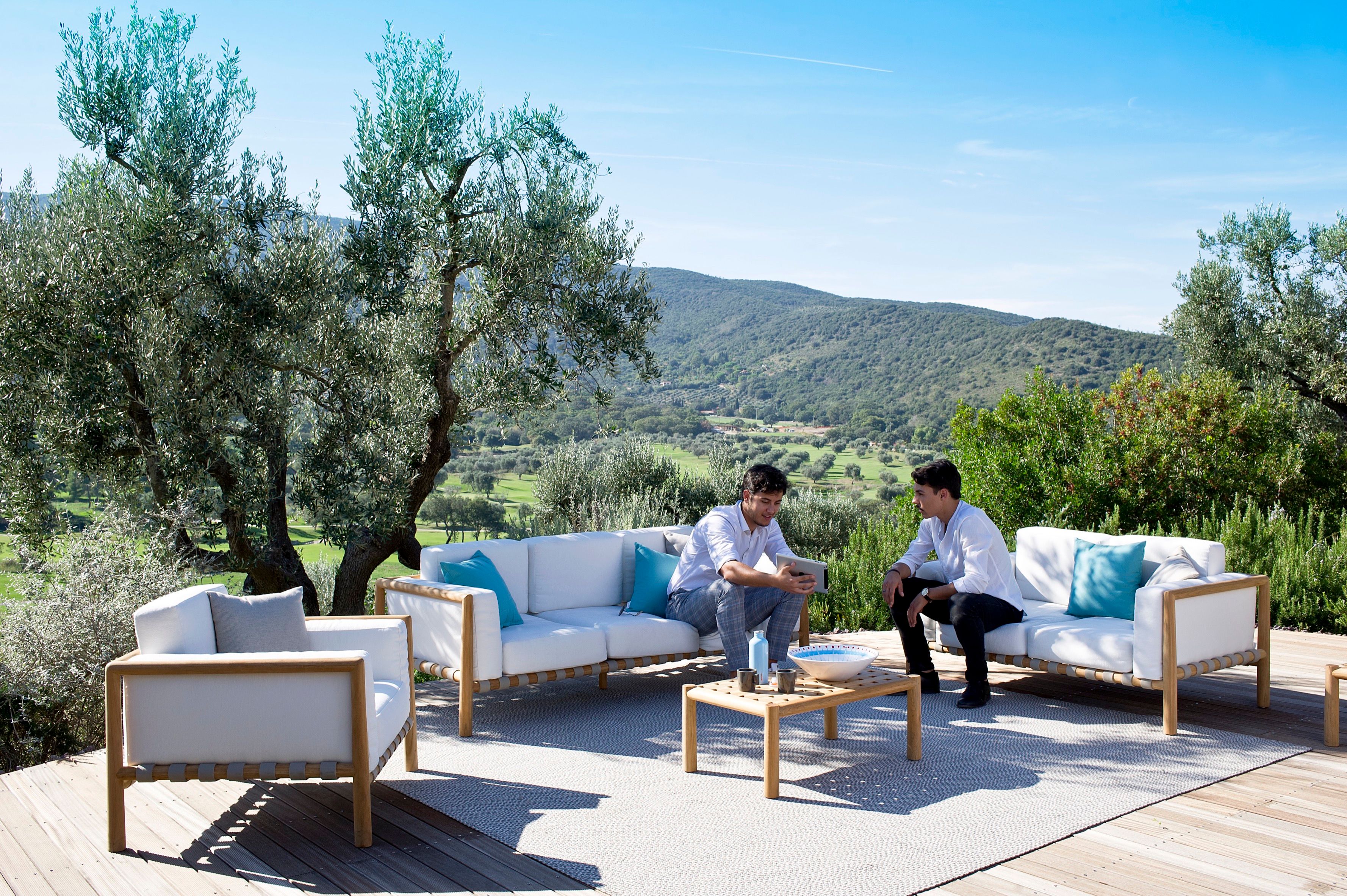 Садовое кресло из тикового дерева и акриловой ткани Unopiù Pevero ARCH-00103625 - Вид №4