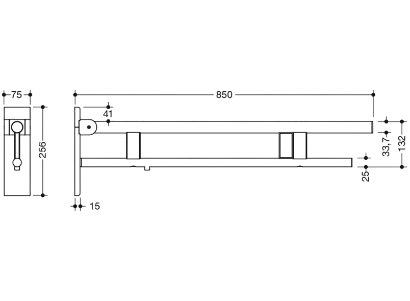 900.50.21340 Опорная рейка Duo, исполнение b HEWI Stützen  - Вид №1