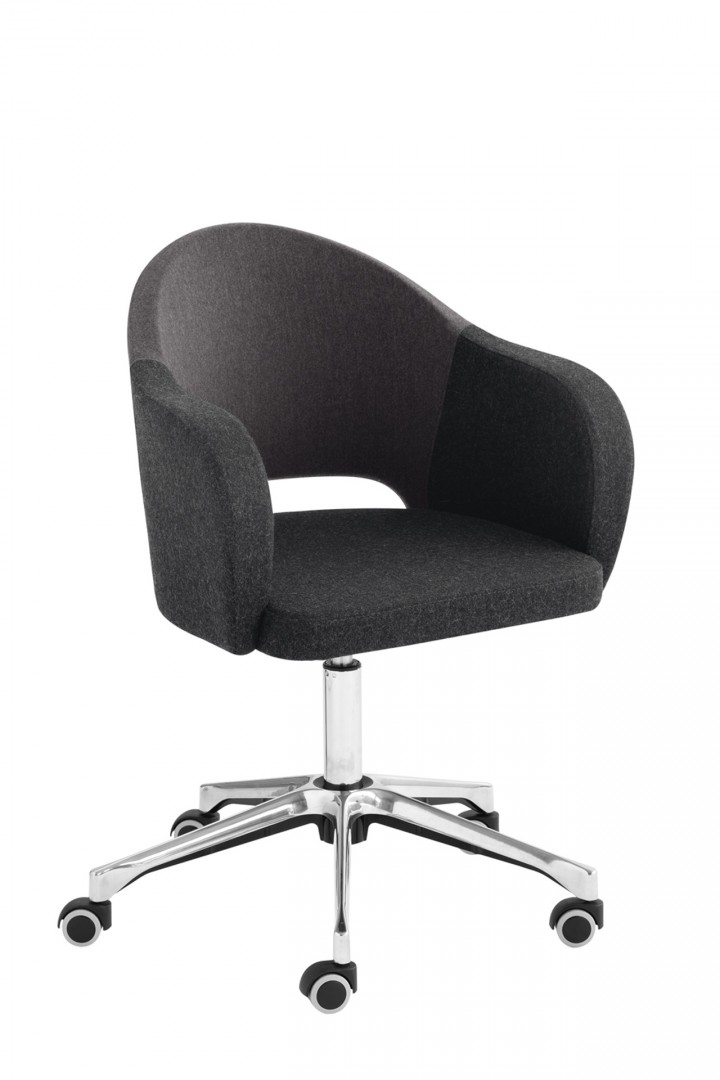 Agatha 046-DR Вращающееся кресло с 5-ю направляющими на колесиках, алюминиевая рама. Сиденье и спинка мягкие. Et al. Agatha