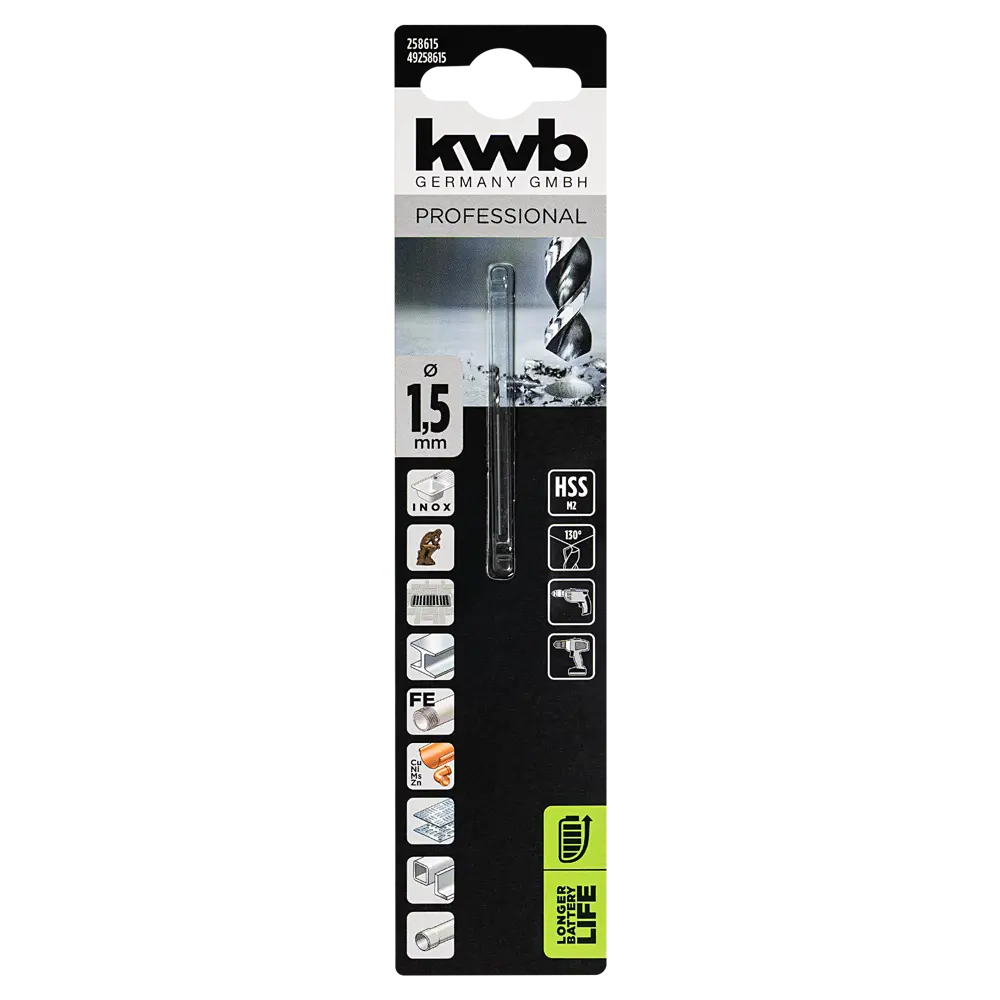 Сверло по металла KWB 258615 1.5x40 мм 89036001 STLM-2146567  - Вид №3
