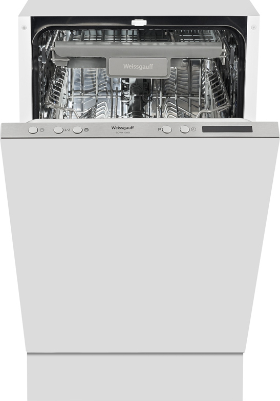 BDW 4138 D Узкая, 81.5x44.8x55 см, 10 комплектов, 8 программ:авто, интенсивная, нормальная, экономичная, стекло, 1час, быстрая, предварительная мойка, электронное управление, led индикация и большой дисплей, регулировка корзины по высоте , корзина для сто Santreyd 