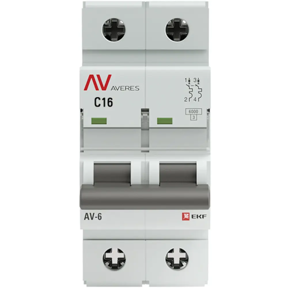 Автоматический выключатель EKF AV-6 2P C16A для защиты электросети 84579879 STLM-0052241 - Вид №1