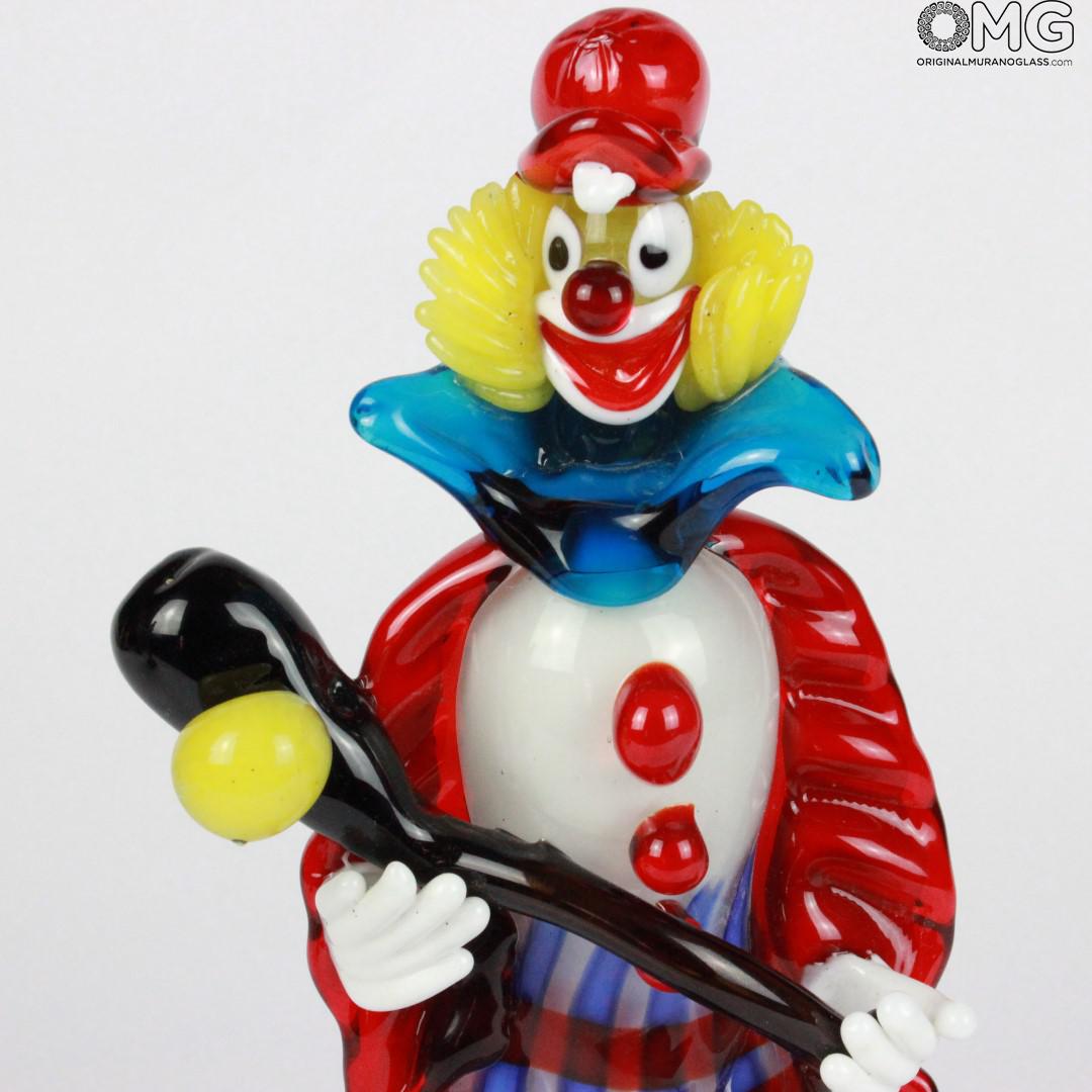 825 ORIGINALMURANOGLASS Статуэтка Клоун с бейсбольной битой - муранское стекло OMG 12 см  - Вид №1