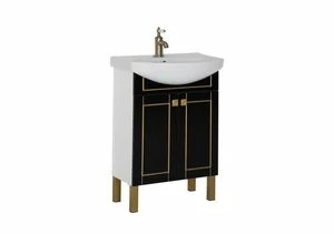 Тумба с раковиной Aquanet Честер 60 черный/золото