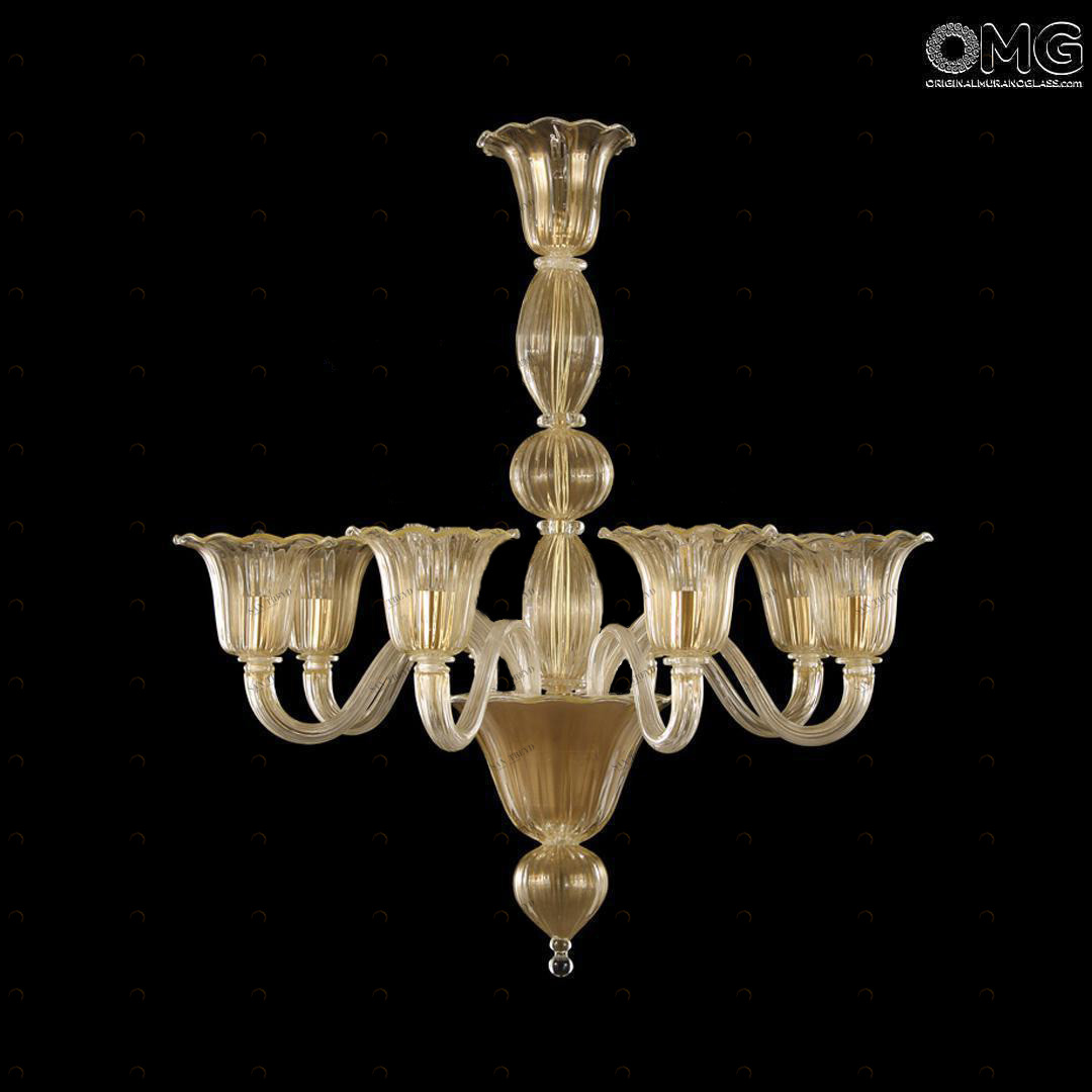 4807 ORIGINALMURANOGLASS Люстра Колокольчики - золото - муранское стекло OMG  см 