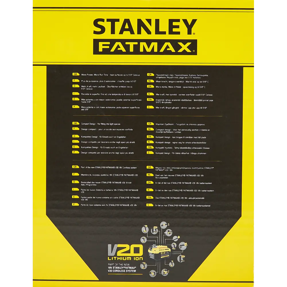 Фен технический аккумуляторный Stanley Fatmax SFMCE530B-XJ SF, 18 В без АКБ и ЗУ STLM-2187525 - Вид №7