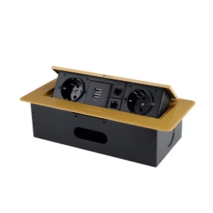 91677233 Розетка двойная выдвижная встраиваемая Rocketsocket SHS021-G с заземлением 2 USB горизонтальная цвет золотой STLM-1448125