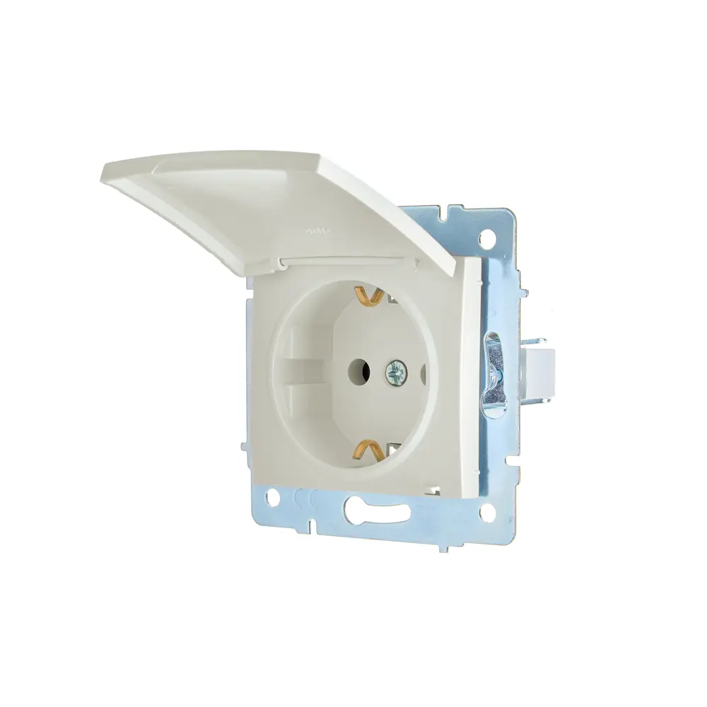 Розетка встраиваемая Lezard Asti с заземлением с крышкой цвет кремовый STLM-2117180 - Вид №3