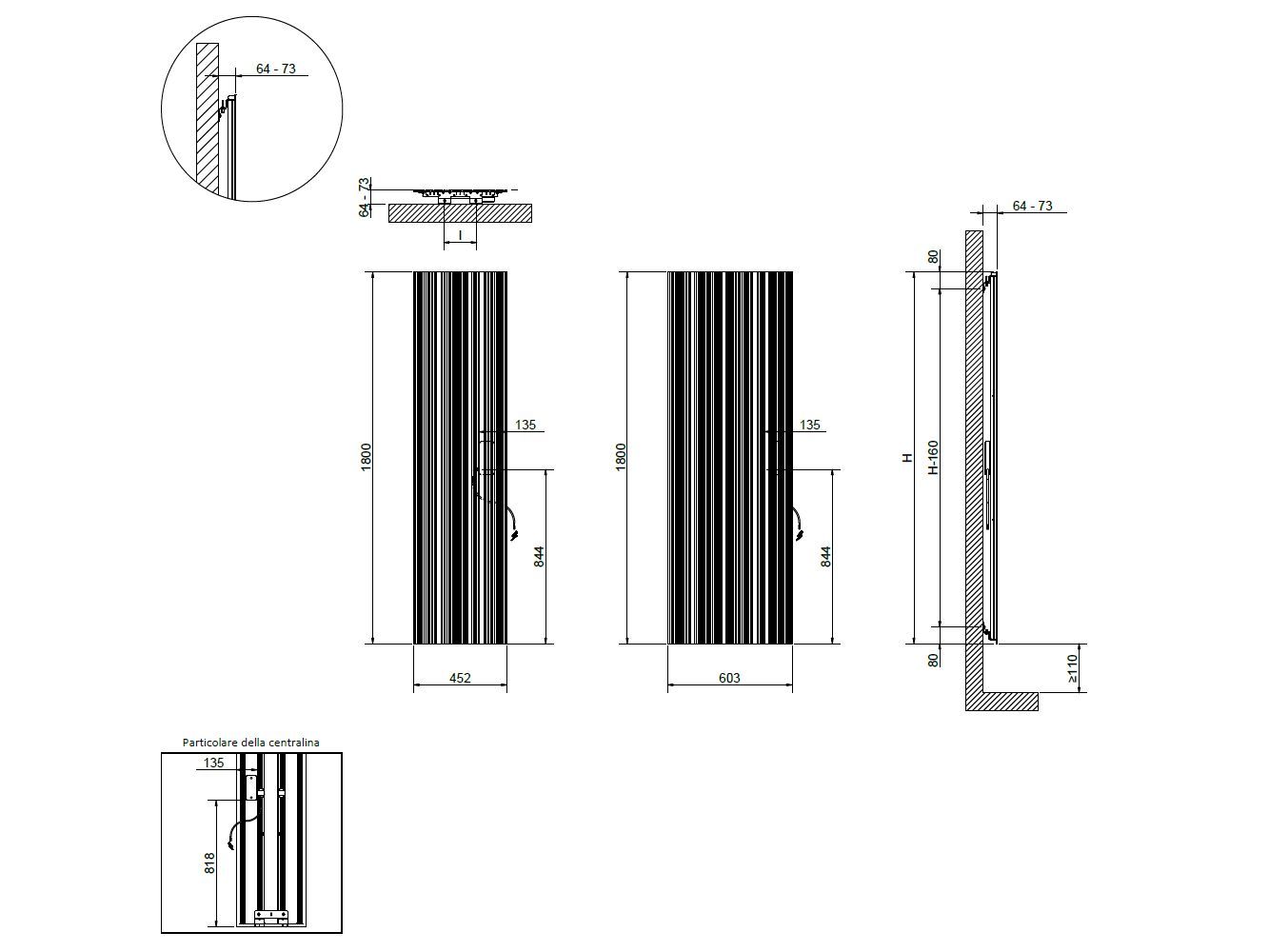 Алюминиевый вертикальный электрический полотенцесушитель Cordivari Design Neo Design ARCH-00093074 - Вид №3