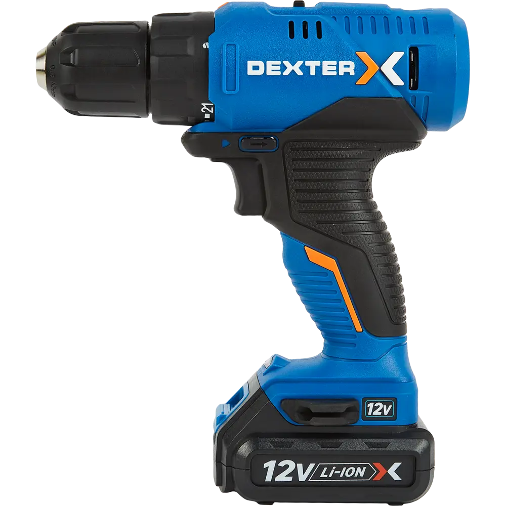 Дрель аккумуляторная Dexter 5, 12 В Li-ion 2x2 Ач 82630779 STLM-2167307  - Вид №1