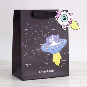 90822414 Пакет подарочный (S) "Kitten Galaxy" 18х23х10 см STLM-0398138 NOBRAND