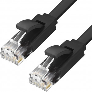 GCR-LNC616-3.0m патч-корд prof плоский прямой 3.0m, utp медь кат.6, черный, позолоченные контакты, 30 awg, ethernet high speed 10 гбит/с, rj45, t568b Greenconnect