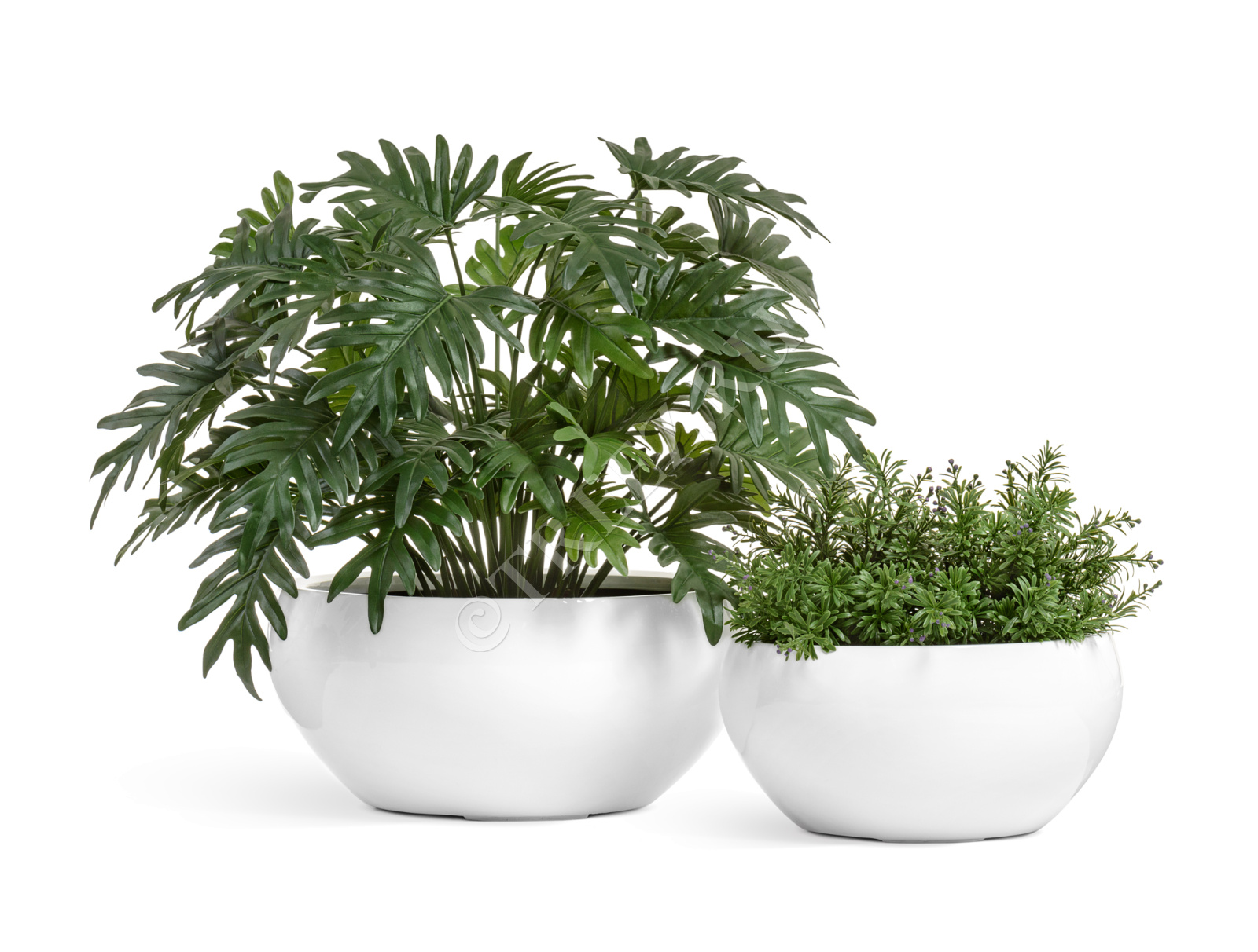 41.3321-05-065-WH-50 Кашпо  Effectory - серия Gloss - Низкая полусфера - Белый глянцевый лак Цветочная коллекция  - Вид №4