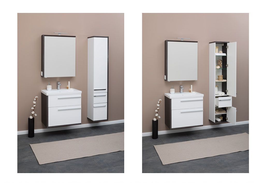 Шкаф-пенал для ванной Aquanet Фостер 35 эвкалипт мистери/белый 00202062 - Вид №3