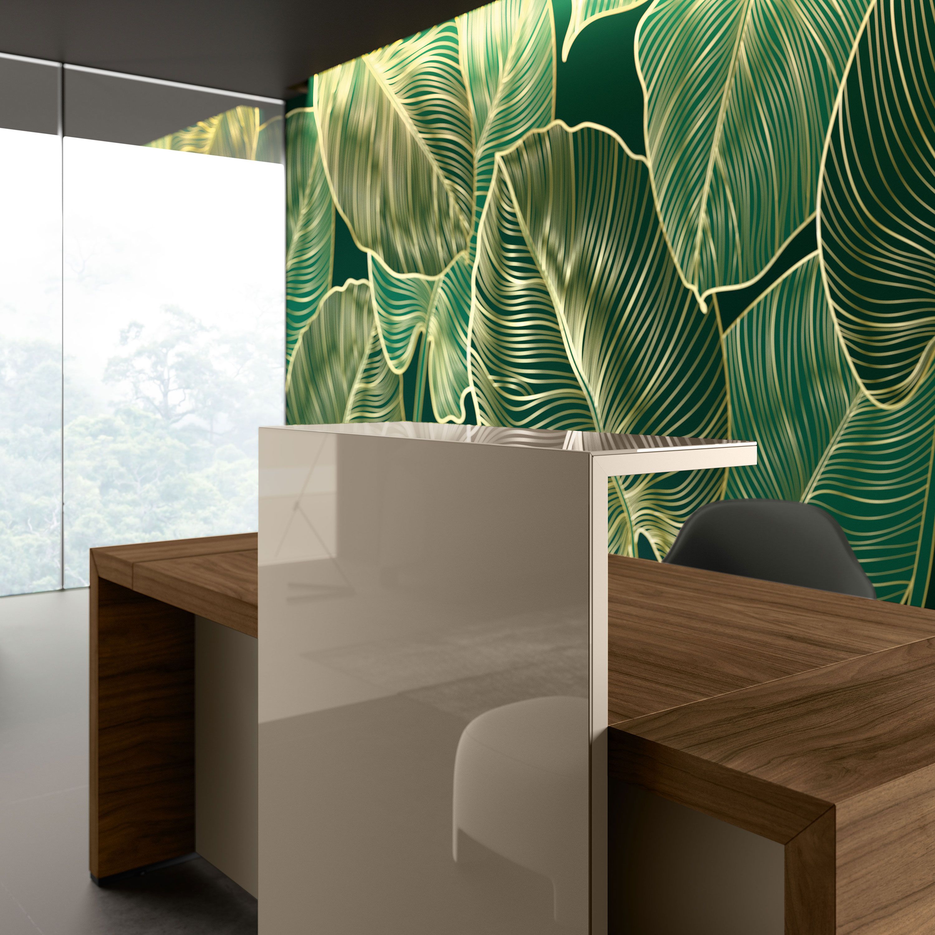 Деревянная стойка регистрации с лакированной стеклянной полкой About Office Bold58 ARCH-00029980 - Вид №1