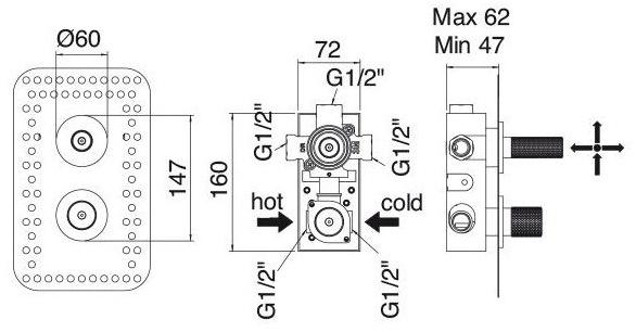 Rubinetterie Treemme Смеситель для душа из нержавеющей стали с 3 отверстиями и лейкой 22mm sun-id-1367945 - Вид №2