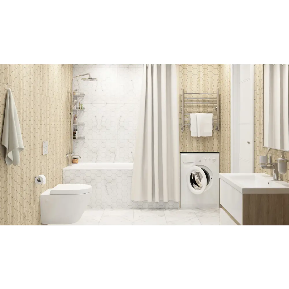 Плитка настенная Wood «Гексо» 60x30 см 1.62 м2 цвет бежевый BELANI STLM-2139368 - Вид №4