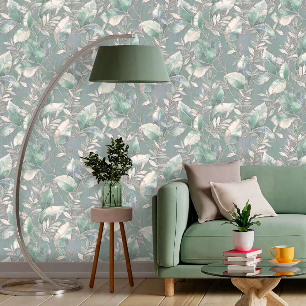 Флизелиновые обои Московская обойная фабрика Иоланта - свежий мятный акцент 89363294 STLM-0820490 - Вид №2