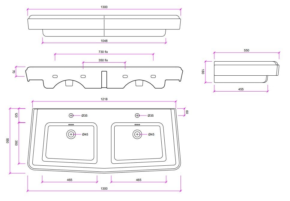Двойной умывальник на колонне BLEU PROVENCE So Fifties ARCH-00111520 - Вид №1