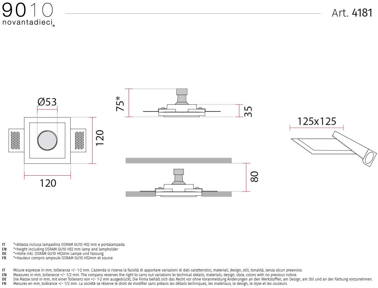 9010 novantadieci Встраиваемые настенные и потолочные светильники из cristaly®  4181  - Вид №2