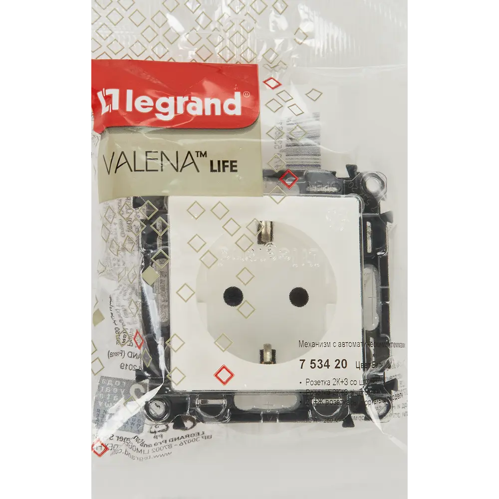 Розетка Legrand Valena life 2 контакта с заземлением с защитными шторками цвет белый STLM-2102315 - Вид №5