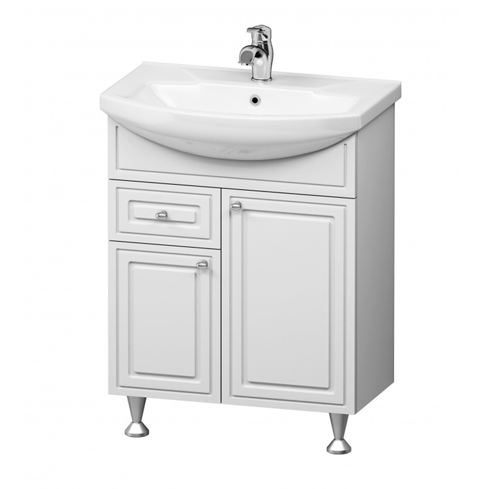 M41-FSX0653WG-WCC065 база на ножках с раковиной 65 см ящ/дв белый глянец Damixa Palace One 