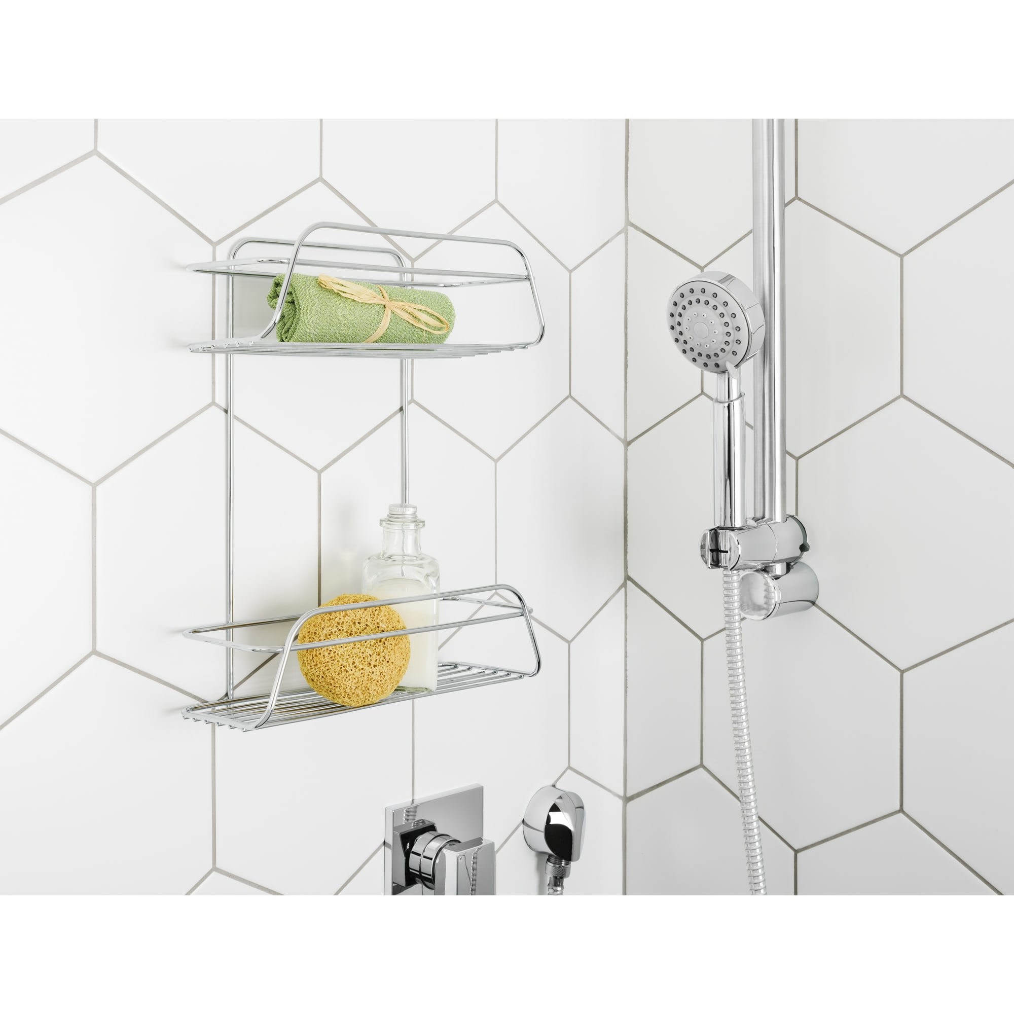 82484980 Полка двухъярусная прямая 28х12х38 см цвет хром Модулус Santreyd  - Вид №4