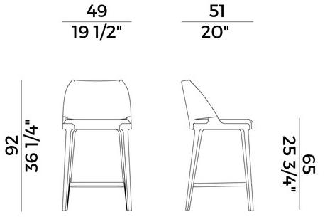 Potocco Высокий кожаный табурет с подставкой для ног Velis 942/as - Вид №2