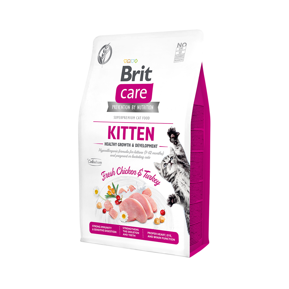 ПР0058796 Корм для котят, берем. и кормящих кошек Care Cat GF Kitten Healthy Growth & Development сух.2кг Brit 