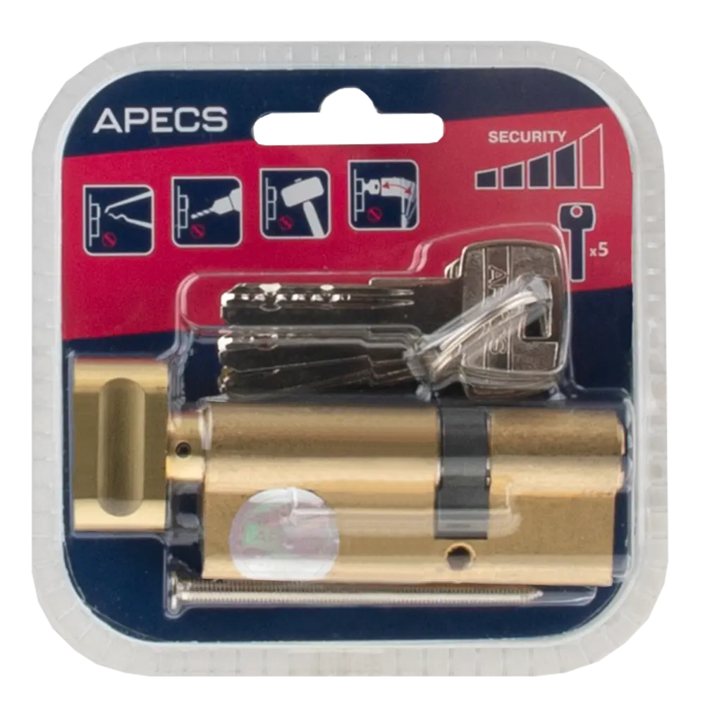Цилиндр дверной APECS Pro с механизмом ключ-вертушка, золото 50×30 мм 85559781 PRO LM STLM-0896086 - Вид №3
