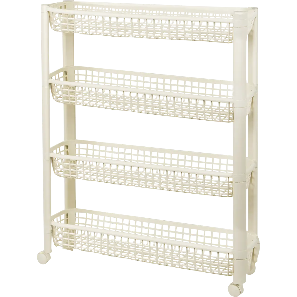 Стеллаж для ванной комнаты на колёсах 58.5 см четырёхъярусный цвет слоновая кость 82138022 STLM-2159524 Santreyd Без серии