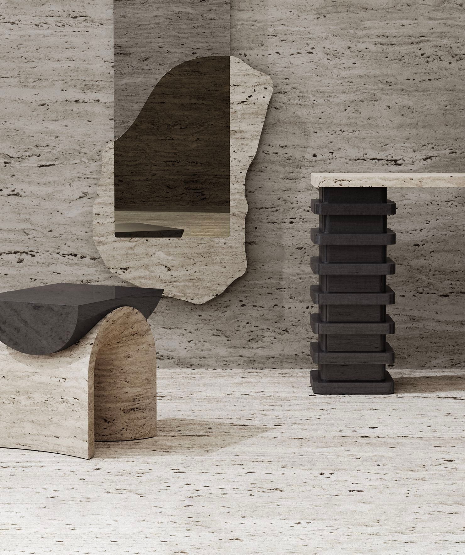 Травертин и деревянная консоль Movimento Gallery Пьетро Франческини ARCH-00062583 - Вид №5