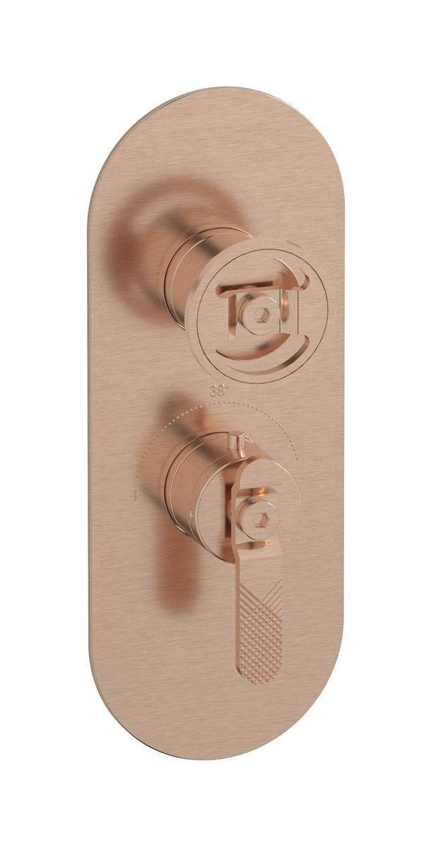 Комплект наружных частей термостата на 1 потребителей - вертикальная овальная панель с ручками Bold WE ARE IB eua112srnb1 Brushed Rose Gold Aqua