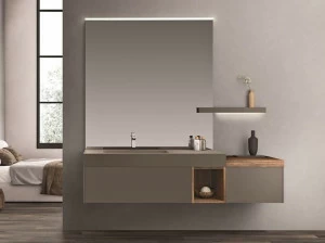 Cerasa Тумба под умывальник подвесная с ящиками и зеркалом Cartabianca