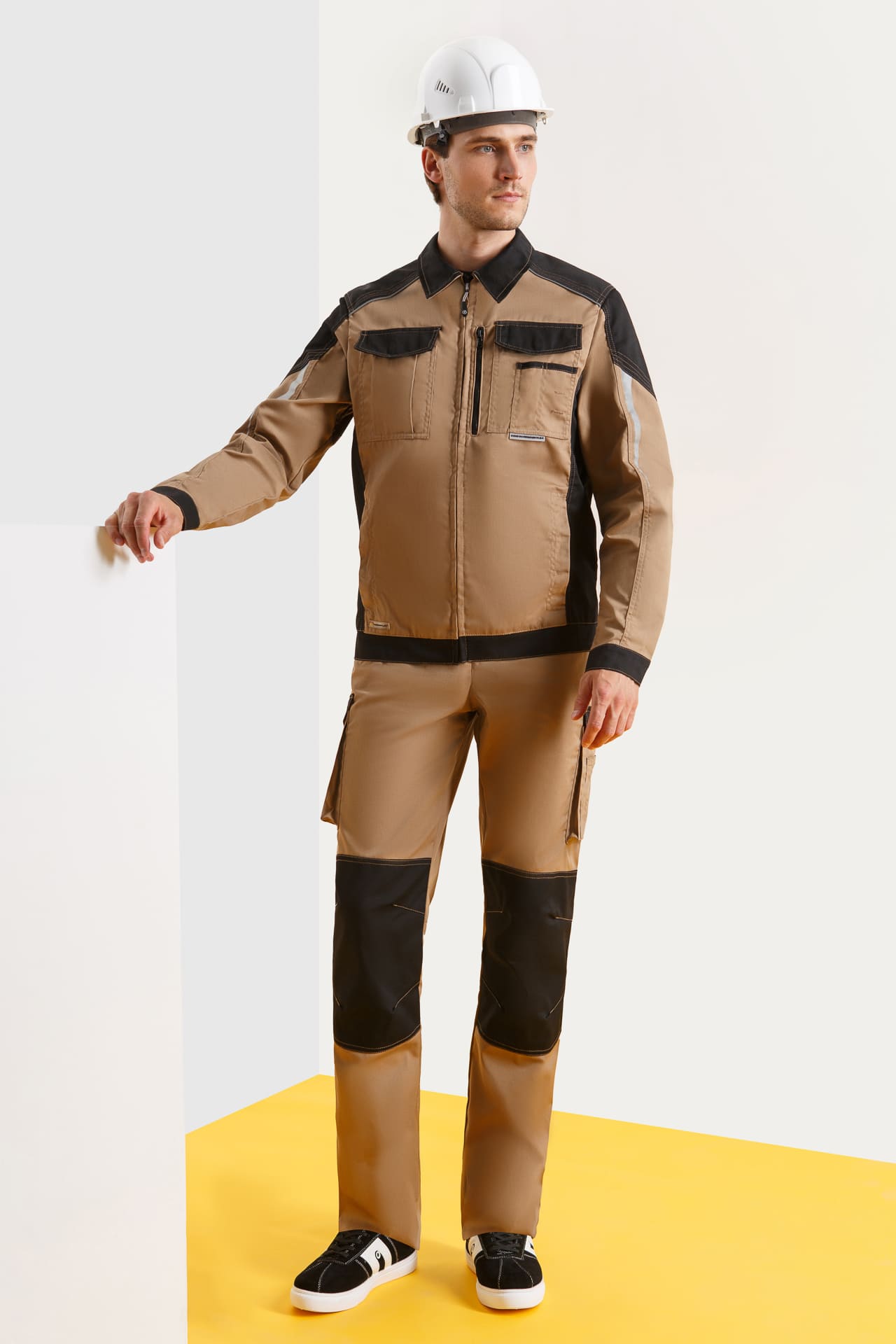 64632 Костюм  NEW 2 бежевый с черным STATUS  Летняя спецодежда  размер 52-54/182-188  - Вид №7