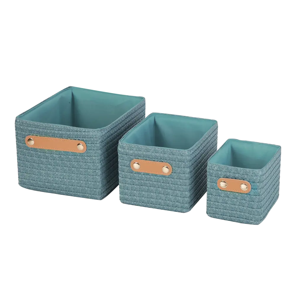 Набор корзин Sensea Paille 19x16x24.5 см цвет бирюзовый 3 шт. 82801797 STLM-2148755
