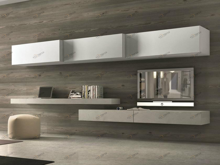 Presotto Настенная модульная оборудованная стенка с подставкой под телевизор Inclinart ecomalta® sun-id-1386175