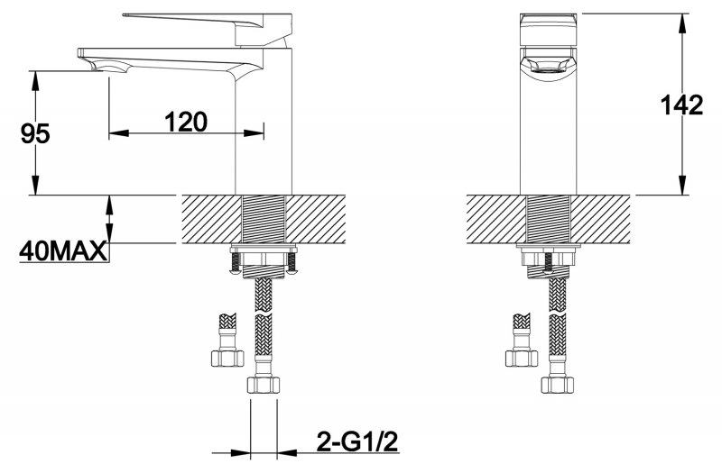 Смеситель на раковину CARIN CAR-LVMM-CRM BELBAGNO  - Вид №1