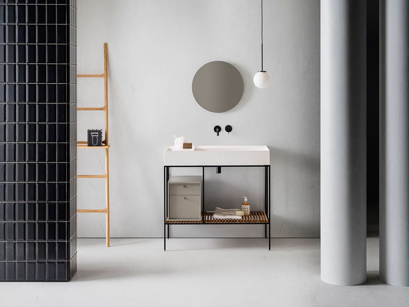 Состав ванной комнаты с раковиной, лампой и зеркалом Pirovano Element ARCH-00146272