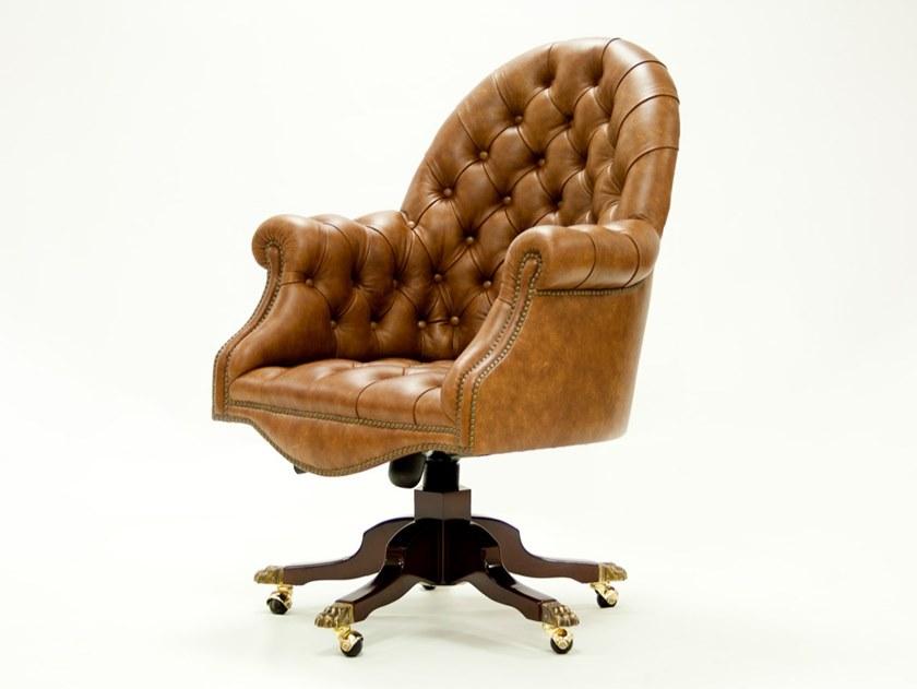 CREARTE COLLECTIONS Кожаное кресло руководителя, регулируемое по высоте, с 5 спицами и подлокотниками  114  - Вид №1