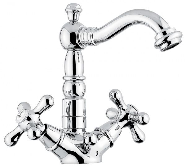 12615NO Смеситель Deco Old 12615 с донным клапаном для раковины, цвет черный-золото EMMEVI Decò old