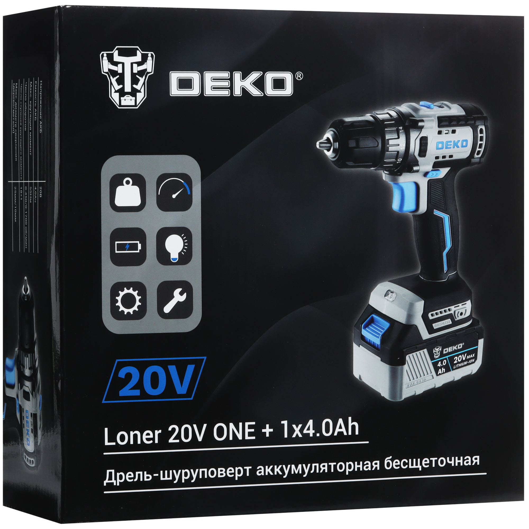 Дрель-шуруповерт DEKO Loner 20V ONE + UNV 20V 5463216 STDN-0106428 - Вид №9