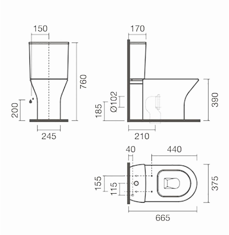 Набор Sanitana компакт NEXO: чаша BTW + сливной бачок + крышка с механизмом (микролифт) S10075750300002;S10201504500000;S80200481600000 - Вид №2