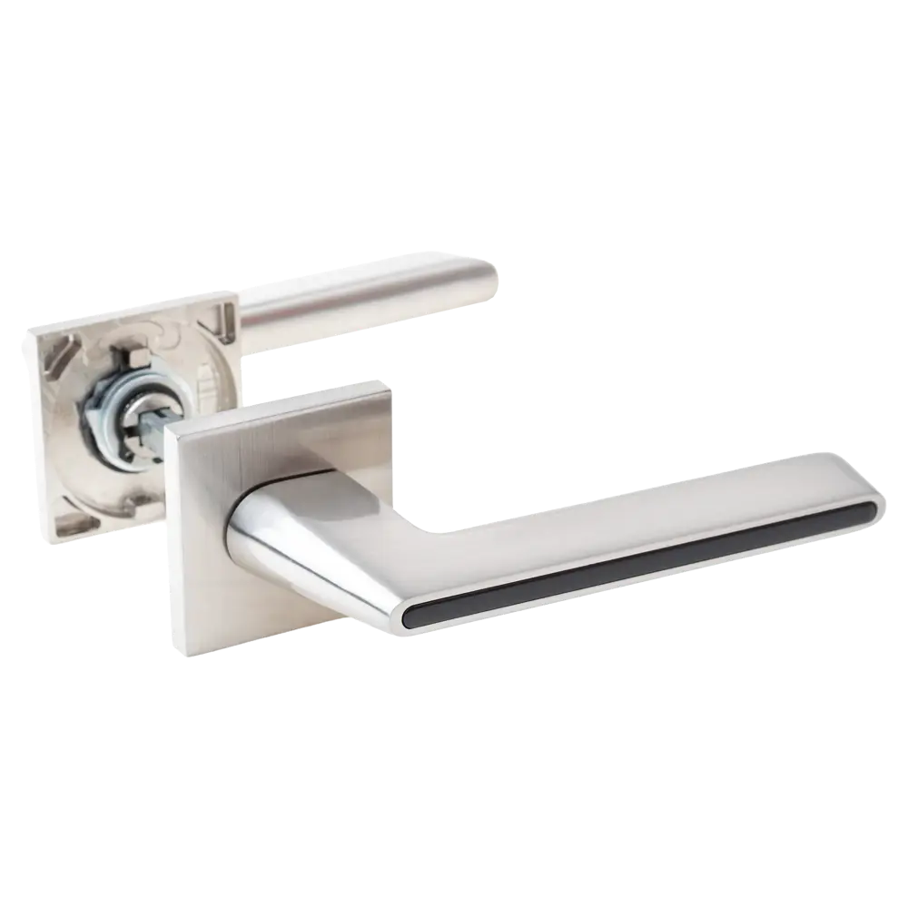 Дверная ручка на розетке Armex H-30118-A без запирания цвет никель/черный STLM-2203613