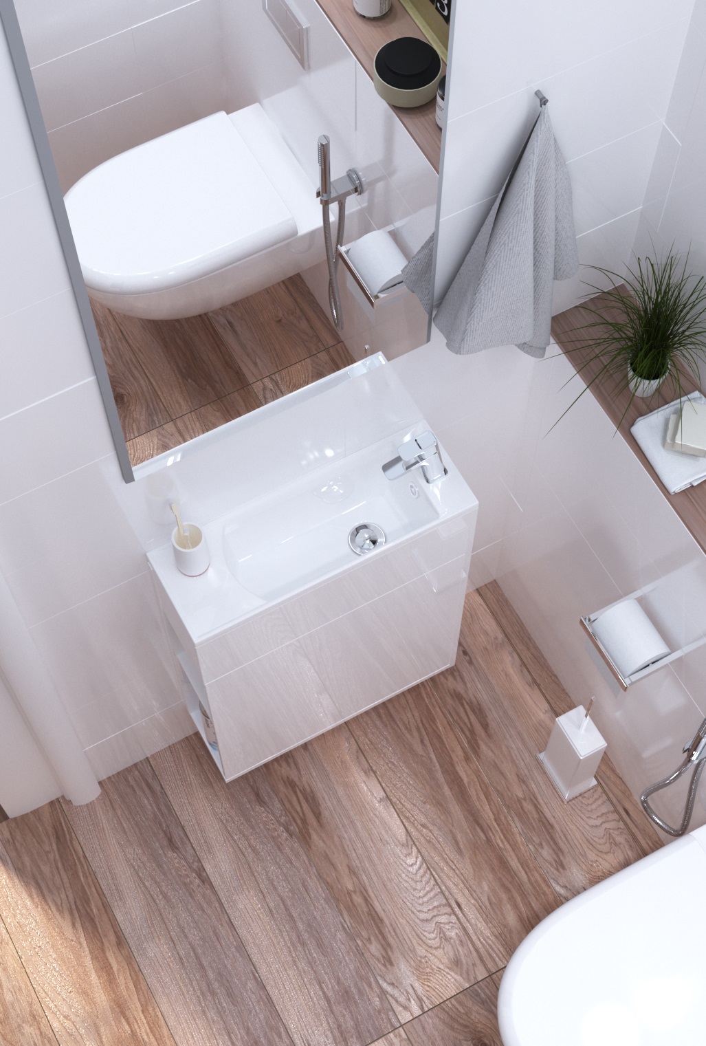 У94716 Тумба с раковиной Stretto 50П 1д. Белый глянец 1 Marka Stretto  - Вид №3