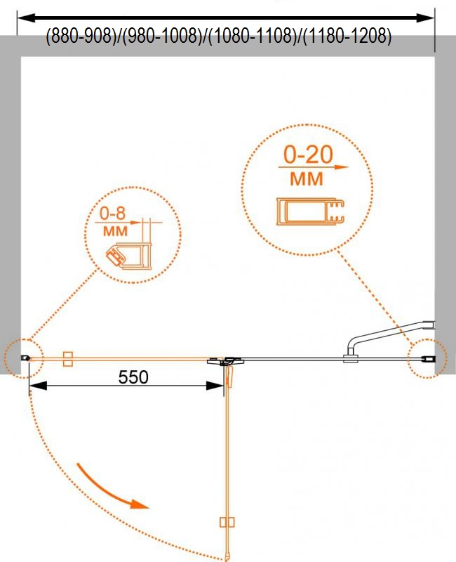 Душевая дверь в нишу CEZARES BERGAMO-W-B-12-120-C-Cr-L-IV - Вид №1