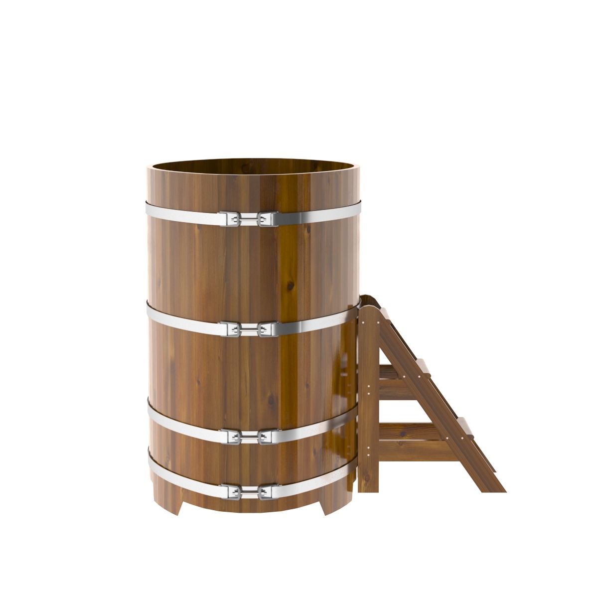 2277 Купель овальная из лиственницы Рустик 0,92х1,66х1,4 морёная Alyarus  - Вид №3